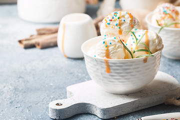 Homemade Organic Vanilla Ice Cream with Mint