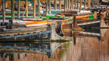 Old wooden boats in the pier