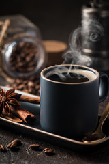 Espresso cup of hot coffee