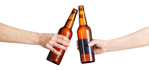 beer bottles making toast