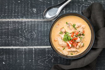 Fotobehang Thai soup called Tom Kha Gai © petrrgoskov
