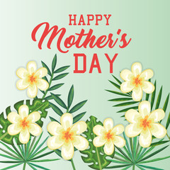 happy mothers day card with floral decoration vector illustration design