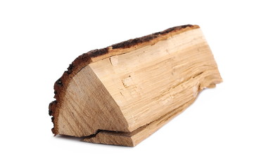Wood stump, log fire isolated on white background with clipping path