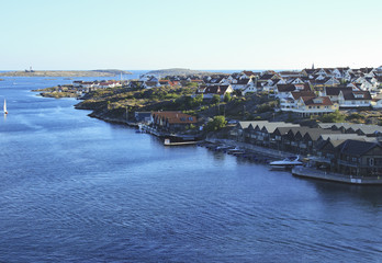 Fototapeta na wymiar Small coastal village in Scandinavia during summer