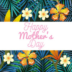 happy mothers day card with floral decoration vector illustration design