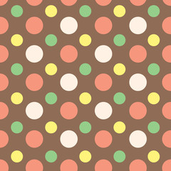 Seamless colored circles on a brown background (chocolate), ice cream wrapper,