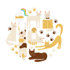 Fototapeta premium Cats vector concept, friendly