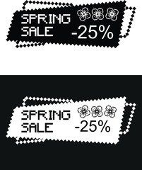 Spring sale design in pixel rectangles