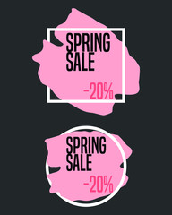 Spring sale banner in square in circle