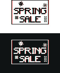 Spring sale design in pixel style
