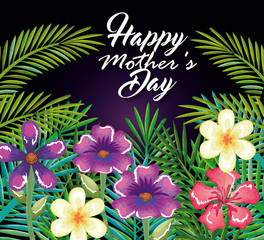 Fototapeta na wymiar happy mothers day card with floral decoration vector illustration design