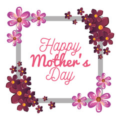 happy mothers day card with floral decoration vector illustration design