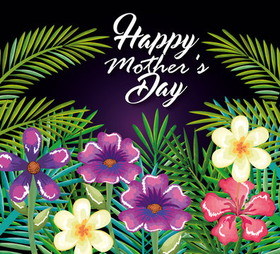 happy mothers day card with floral decoration vector illustration design © Gstudio