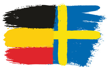 Germany Flag & Sweden Flag Vector Hand Painted with Rounded Brush