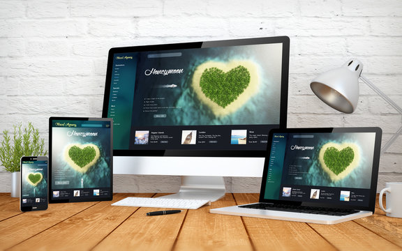 romantic travel website responsive design screen multidevices