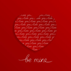 Love You Lettering Greeting Card on red background.