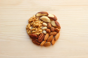 variety of nuts forming a circle