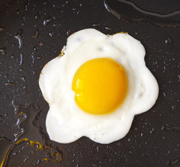 Tasty beautiful food fried egg in pan