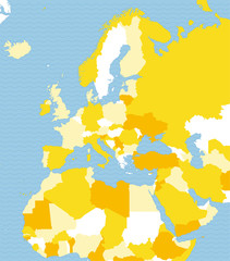 Cartina politica dell’Europa, Africa e Medio Oriente. Cartina politica con confine degli stati