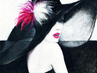beautiful woman. fashion illustration. acrylic painting