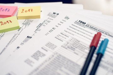 Form 1040 Individual Income Tax return form. United States Tax forms 2017/2018. American blank tax forms. Tax time.