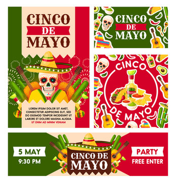 Mexican Cinco de Mayo holiday vector posters