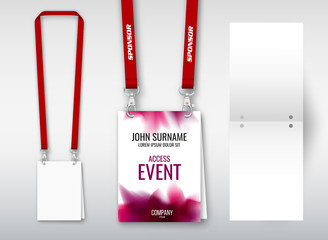 Design of double hole lanyard. Example with double program card. Access ID for congresses, events, fairs, exhibitions.