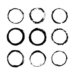 Сircle vector frame. Acrylic brush line. Hand painted design elements. Ink print drawing. Nice for logo