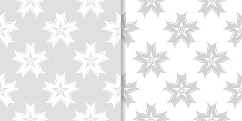 Light gray and white floral seamless ornaments
