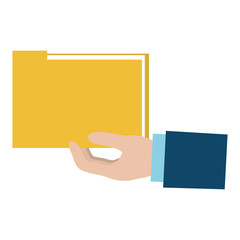 hand with file folder isolated icon vector illustration design