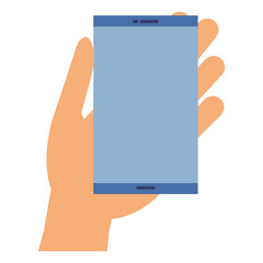 hand with smartphone device isolated icon vector illustration design