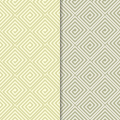 Olive green geometric ornaments. Set of seamless patterns