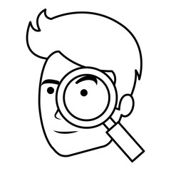man with magnifying glass vector illustration design
