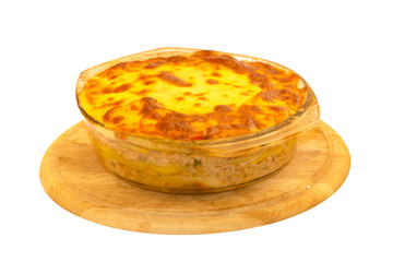 Isolated Moussaka bowl