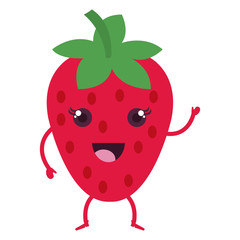 delicious and fresh strawberry kawaii character vector illustration design