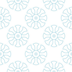 White and blue geometric ornament. Seamless pattern
