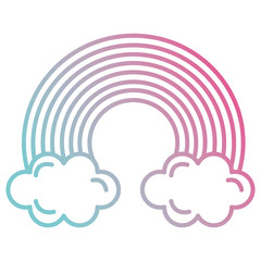 cute rainbown with clouds vector illustration design
