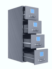 Filing cabinet on white background. Isolated 3D illustration