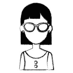 beautiful woman with glasses avatar character vector illustration design