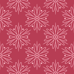 Floral seamless pattern on red background