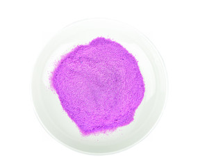Taro powder in white plate on white background