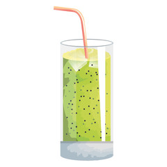 tropical cocktail in glass vector illustration design