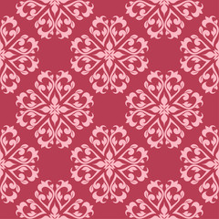 Fototapeta premium Floral seamless pattern on red background