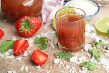 Fresh strawberry with juice