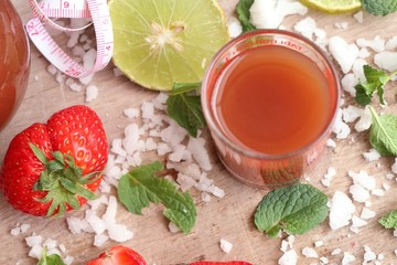 Fresh strawberry with juice