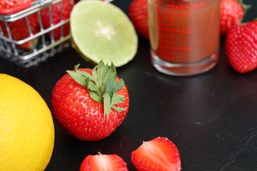 Fresh strawberry with juice