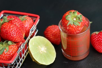 Fresh strawberry with juice