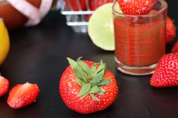Fresh strawberry with juice