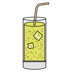 tropical cocktail in glass vector illustration design