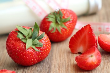Fresh strawberry with milk